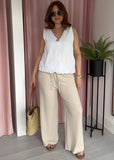 Bubble Hem Button Top - White