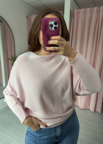 Slash Neck Jumper - Pink
