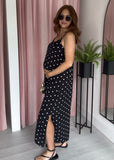 *Pre order* Split Side Straight Dress - Polka Dot