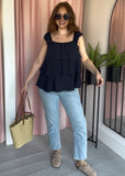 Ruffle Top - Navy