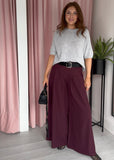 Wide Palazzo Trouser - Plum