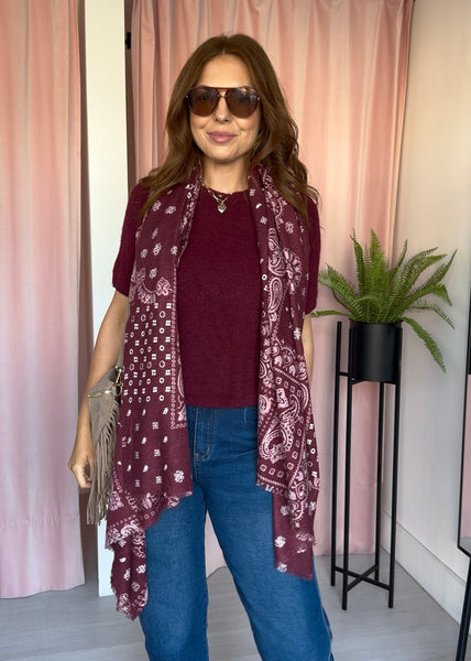 Paisley Scarf - Burgundy