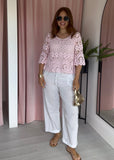 Crochet Top & Vest Set - Pink