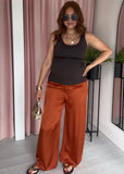 Flowing Silky Wide Leg Trouser - Rust