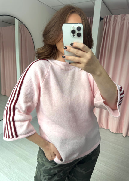 Stripe Shoulder Jumper - Pink & Burgundy