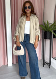Bubble Hem Batwing Bomber - Cream
