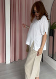 Tea Bag Linen Satin Trim T - White