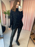 High Neck Pearl Jumper - Black