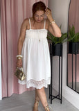 Lace Smock Dress - White