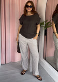 Linen Side Ruched Top - Brown