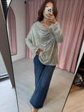 Sequin Cowl Neck Top - Champagne