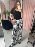 Pleated Trousers - White with Black