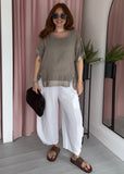 Tea Bag Linen Satin Trim T - Taupe