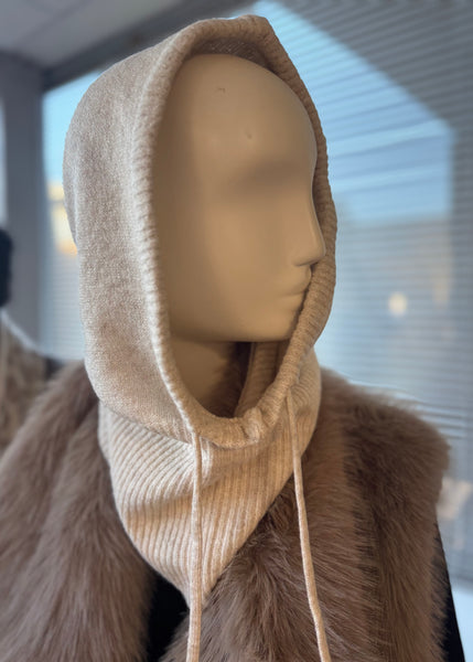 Knitted Hood Snood - Biege