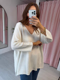 V Neck Jumper - Winter White