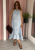 Bandana Halter Dress - Blue