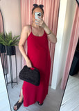 Split Side Straight Dress - Red