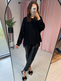 Sequin Sleeve Sweatshirt - Black