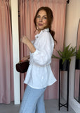 Linen Shirt with Tie - White