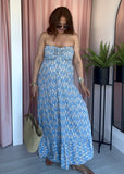 Cotton Fan Print Bandeau Halter Dress - 2 Colours