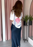 Satin Slip Skirt - Navy