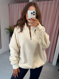 Zip Front Sweatshirt - Cream