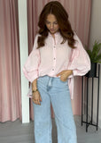 Balloon Sleeve Shirt -  Pink & White Stripe