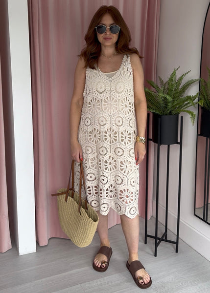 Crochet Dress - Beige