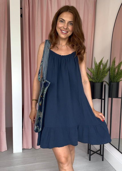Ruffle Hem Cami Dress - Navy