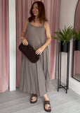 Spaghetti Strap Cotton Dress -Taupe