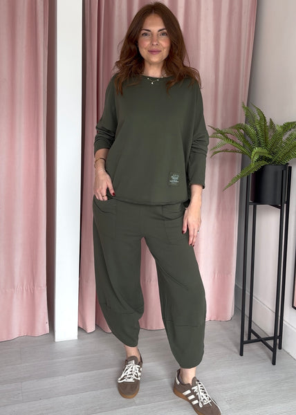 Barrel Leg Cotton Co-ord - Khaki