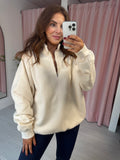 Zip Front Sweatshirt - Cream