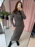 Knitted Leopard Dress - Taupe