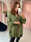 Oversized Spot Sequin Shirt - Khaki