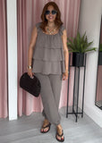 Ruffle Top Co-ord - Taupe