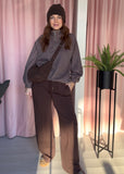 Wide Leg Crease Front Jogger - Chocolate