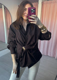 Gold Pebble Wrap Shirt - Brown