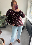 Knitted Polka Dot Jumper - Burgundy