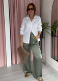 Silky Cargo Pocket Trousers - Khaki