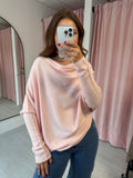 Asymmetric Drape Jumper - Pink