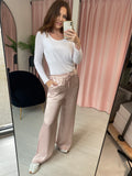 Silky Wide Leg Trousers - Pink