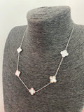 Multi Clover Necklace - Silver & White