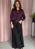 Satin Blouse with Tie - Plum