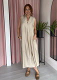 Classic V Neck Dress - Cream