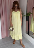 Cheesecloth Ruffle Hem Maxi Dress - Lemon