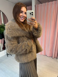 Faux Fur Coat - Taupe