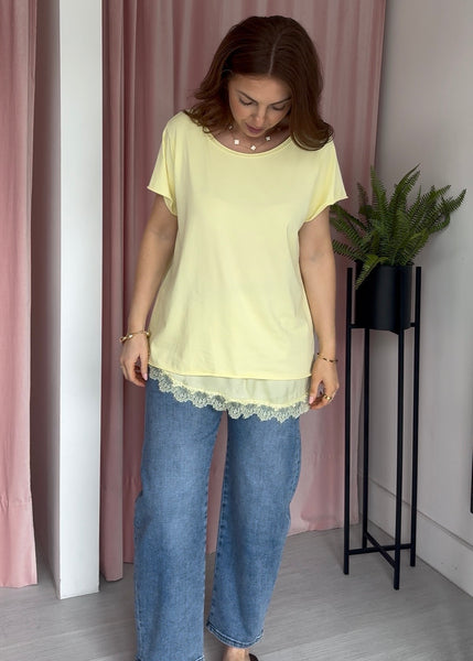 Scoop Neck T-shirt - Lemon