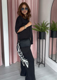 Soft Rib Wide Leg Trousers - Black