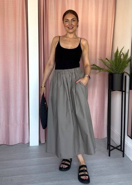 Poplin Pocket Skirt - Taupe