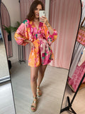 Floral Playsuit - Pink & Orange